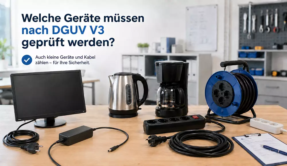 Elektrische Geräte, Kabel, Netzteile und Mehrfachsteckdosen für die DGUV V3 Prüfung im Betrieb